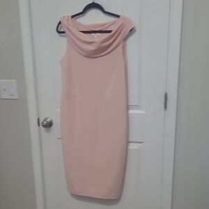 Spense Blush Pink Cowl Neck Midi Dress